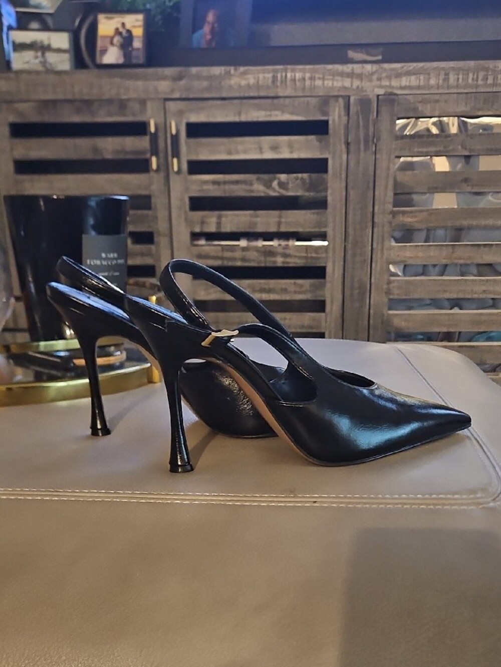 Steve Madden Black Pointed Slingback Stiletto Heels - Picture 5 of 5